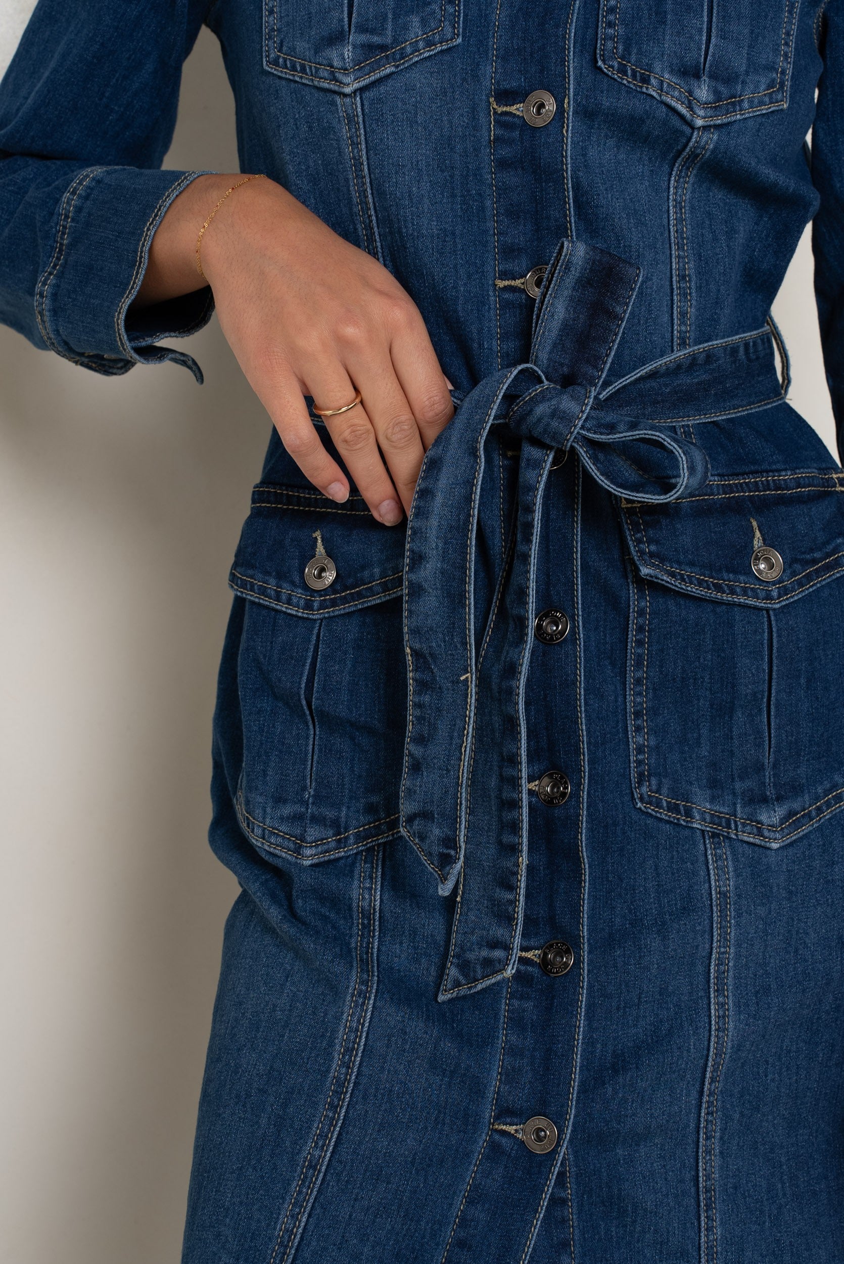 Jean bleu fonce, Robe en jeans longue - fendue - Jean Femme - Place du jour