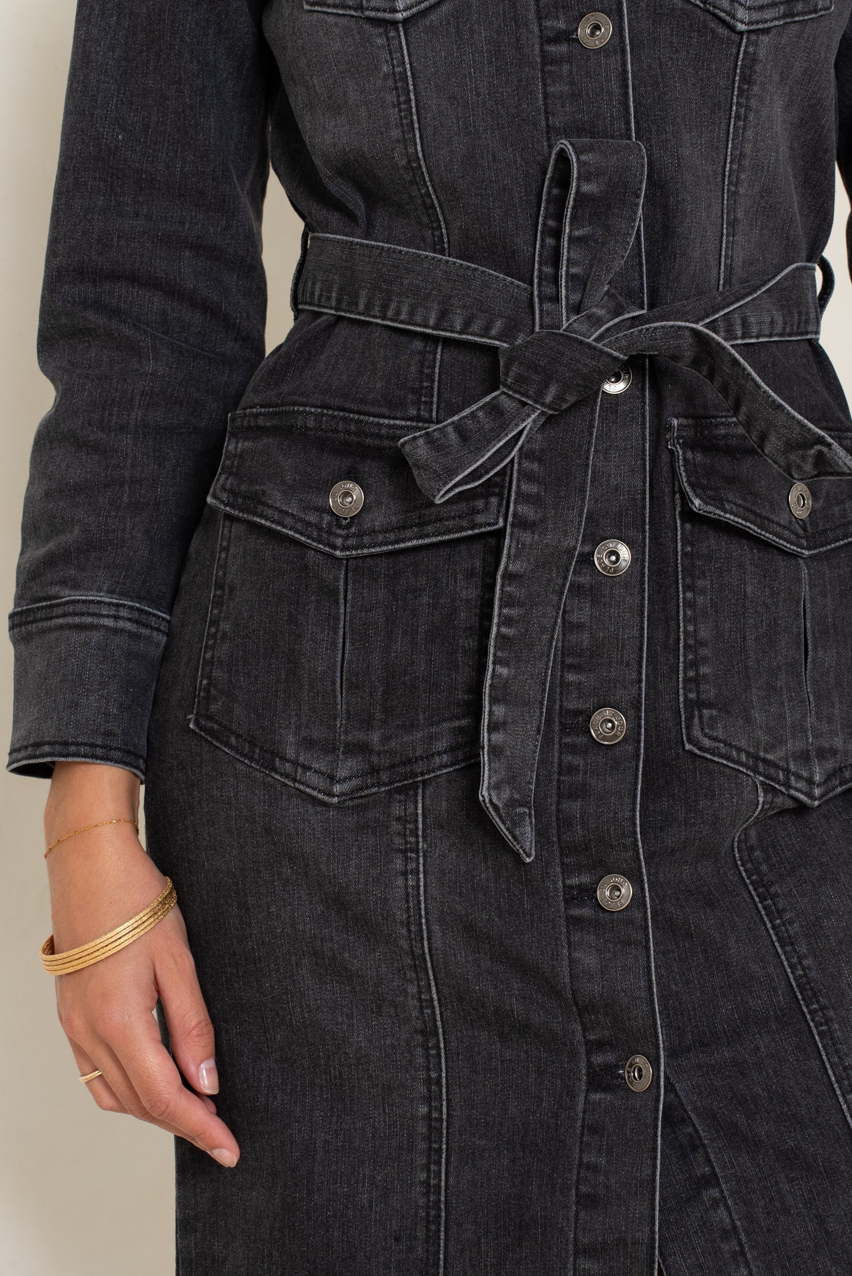 Jean noir, Robe en jeans longue - fendue - Jean Femme - Place du jour