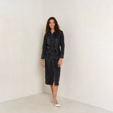 Jean noir, Robe en jeans longue - fendue - Jean Femme - Place du jour