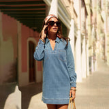 Jean bleu,Robe Milo Courte - Robe Femme - Place du jour