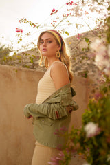 Kaki, Saharienne Broderies Perles - Jean Femme - Place du jour