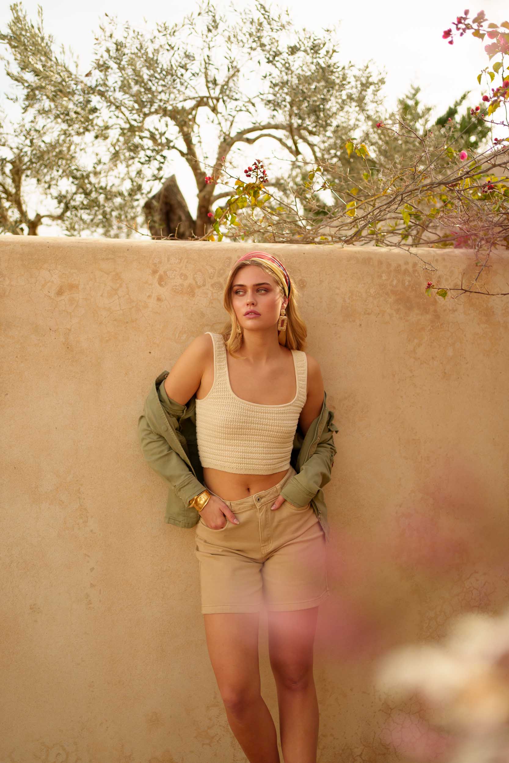 Kaki, Saharienne Broderies Perles - Jean Femme - Place du jour