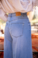 Jean bleu,Jean Bleu Fonce Taille Haute Evasé - Jean Femme - Place du jour