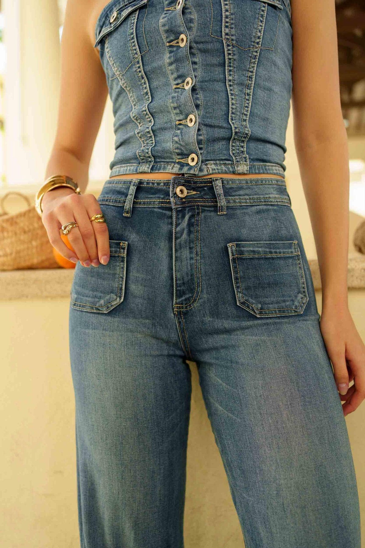 Jean bleu,Jean Vintage Coupe Large - Jean Femme - Place du jour