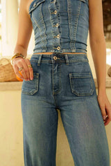 Jean bleu,Jean Vintage Coupe Large - Jean Femme - Place du jour