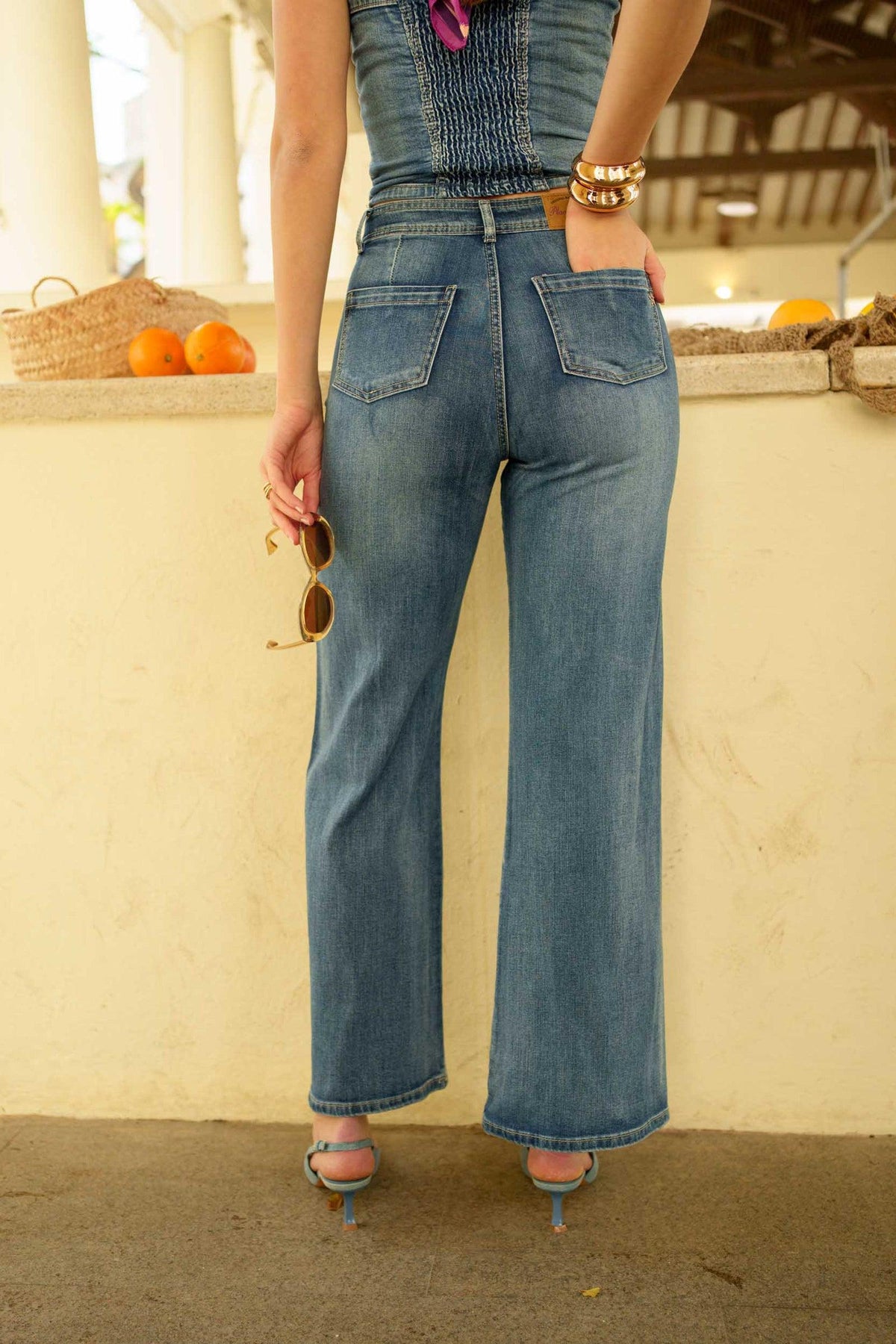 Jean bleu,Jean Vintage Coupe Large - Jean Femme - Place du jour