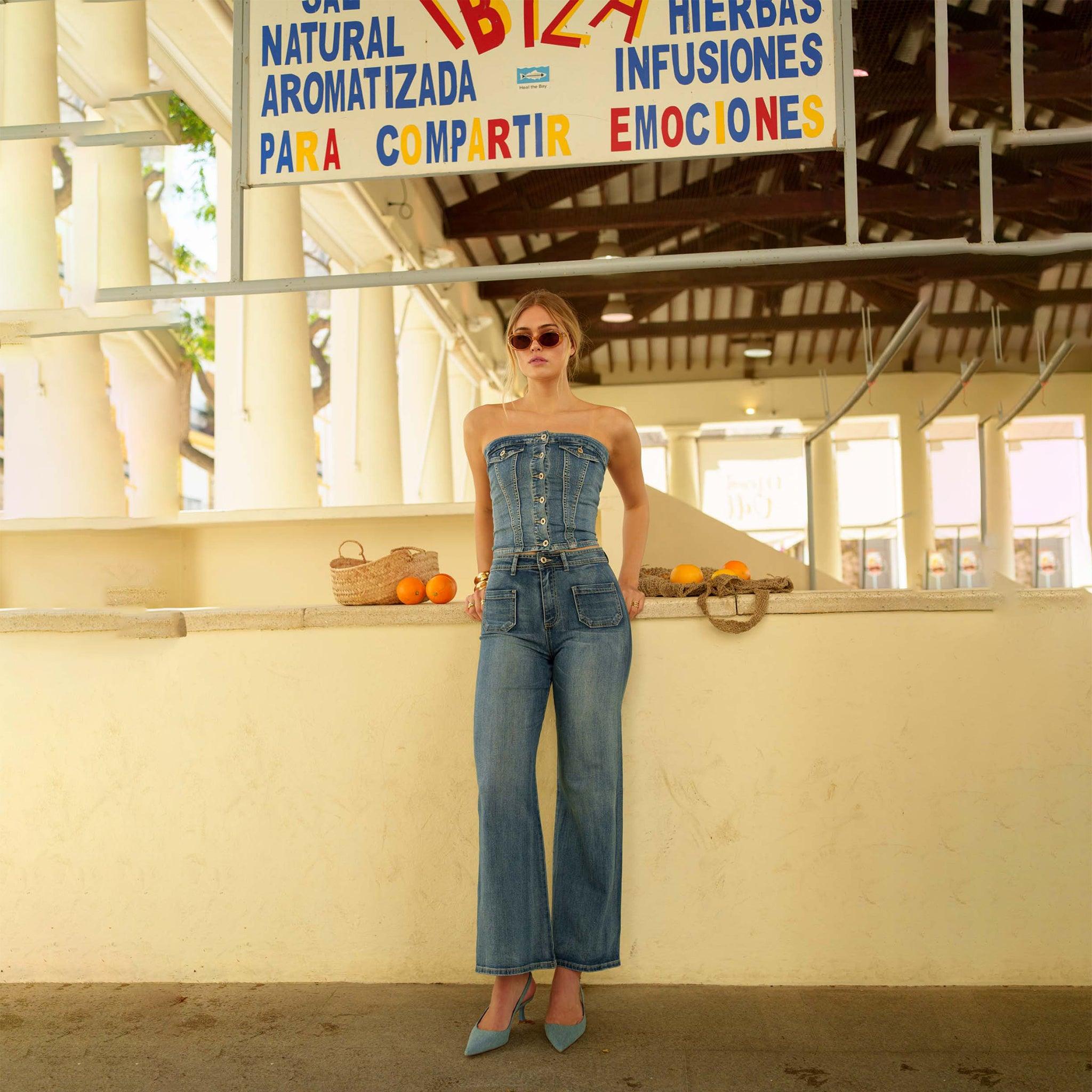 Jean bleu,Jean Vintage Coupe Large - Jean Femme - Place du jour