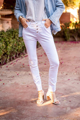 Blanc ,Classique Boyfriend Stretch en Joggjeans - Pantalon couleur femme - Place du jour