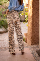 Leopard,Pantalon Laurie imprimé léopard coupe droite - Imprimé femme - Place du jour