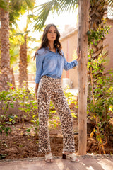 Leopard,Pantalon Laurie imprimé léopard coupe droite - Imprimé femme - Place du jour
