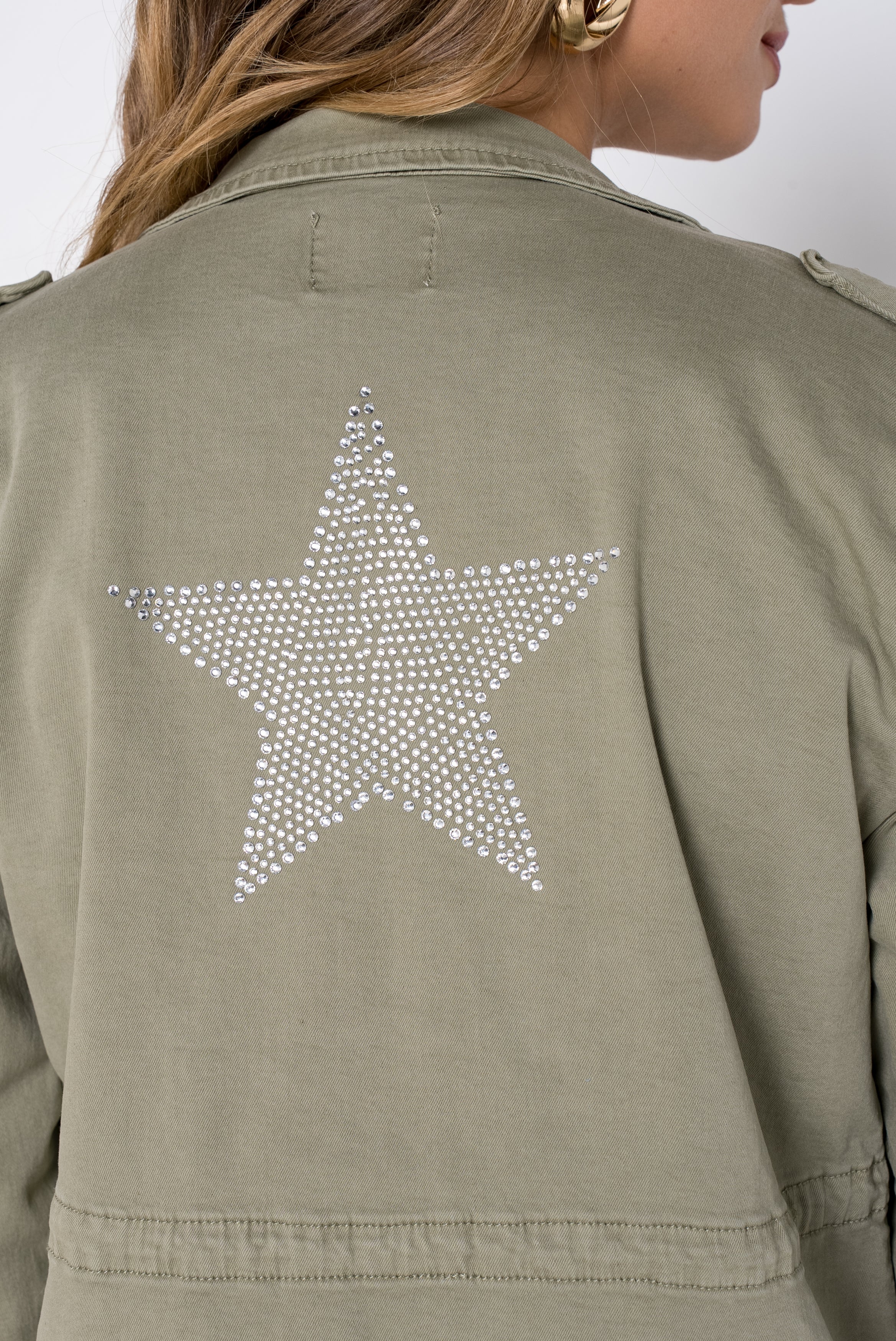 Kaki, Veste Saharienne Étoile Strasse - Veste Femme - Place du jour