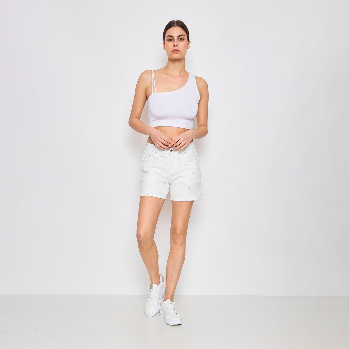 Ecru,Short Elina broderie étoile - Jean femme - Place du jour