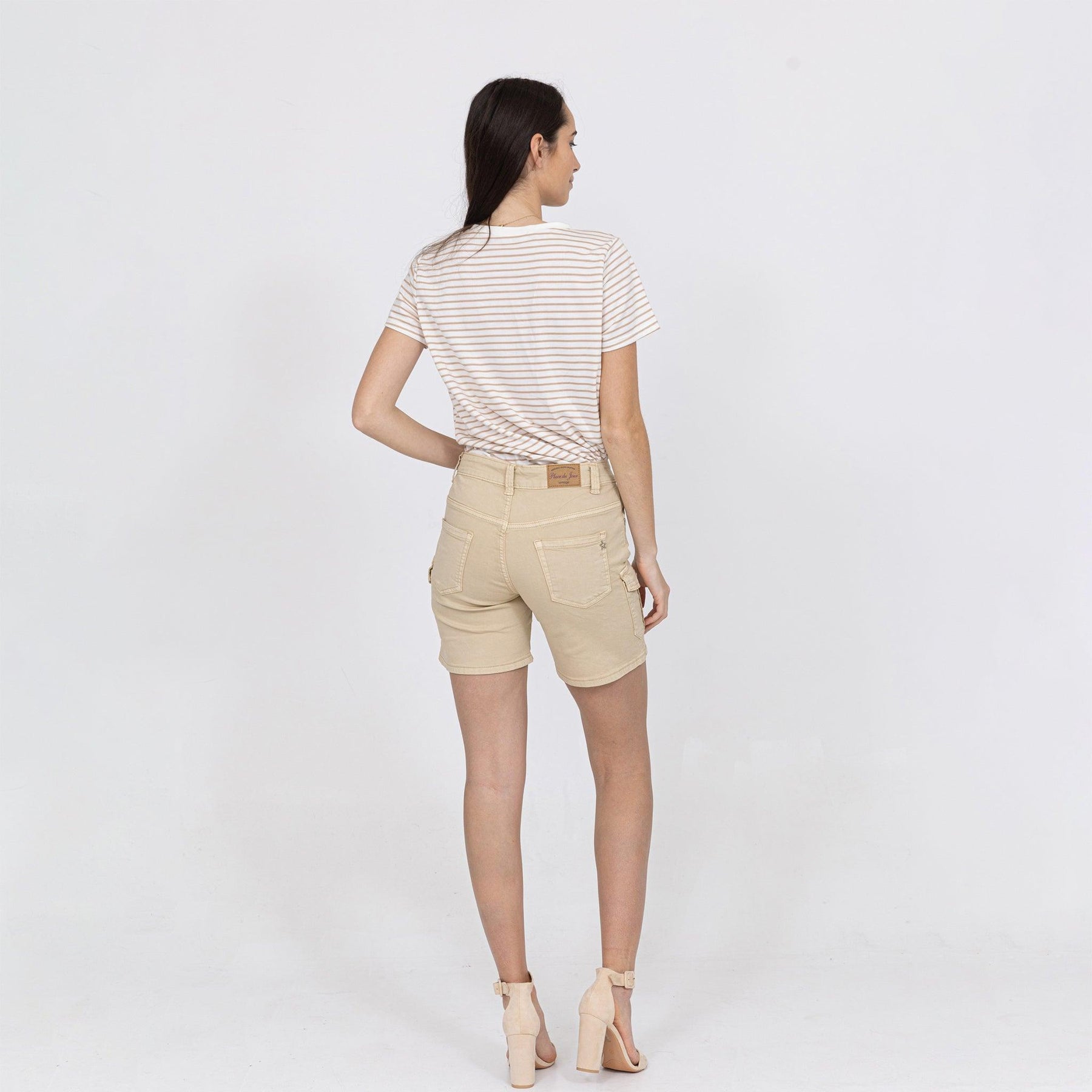 Camel,Short Cargo - Taille haute - Femme - Place du jour