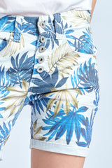 Bleu,Short imprimé feuille bleue - Imprimé femme - Place du jour