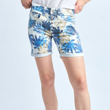 Bleu,Short imprimé feuille bleue - Imprimé femme - Place du jour