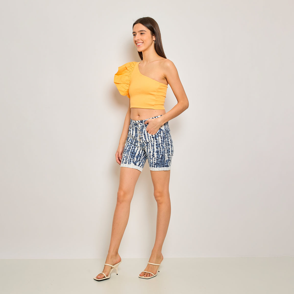 Marine,Short imprimé motif point délavé - Imprimé femme - Place du jour