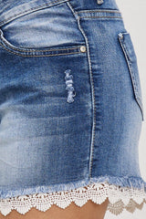 Jean bleu,Short Mélina en Dentelle - Jean Femme - Place du Jour