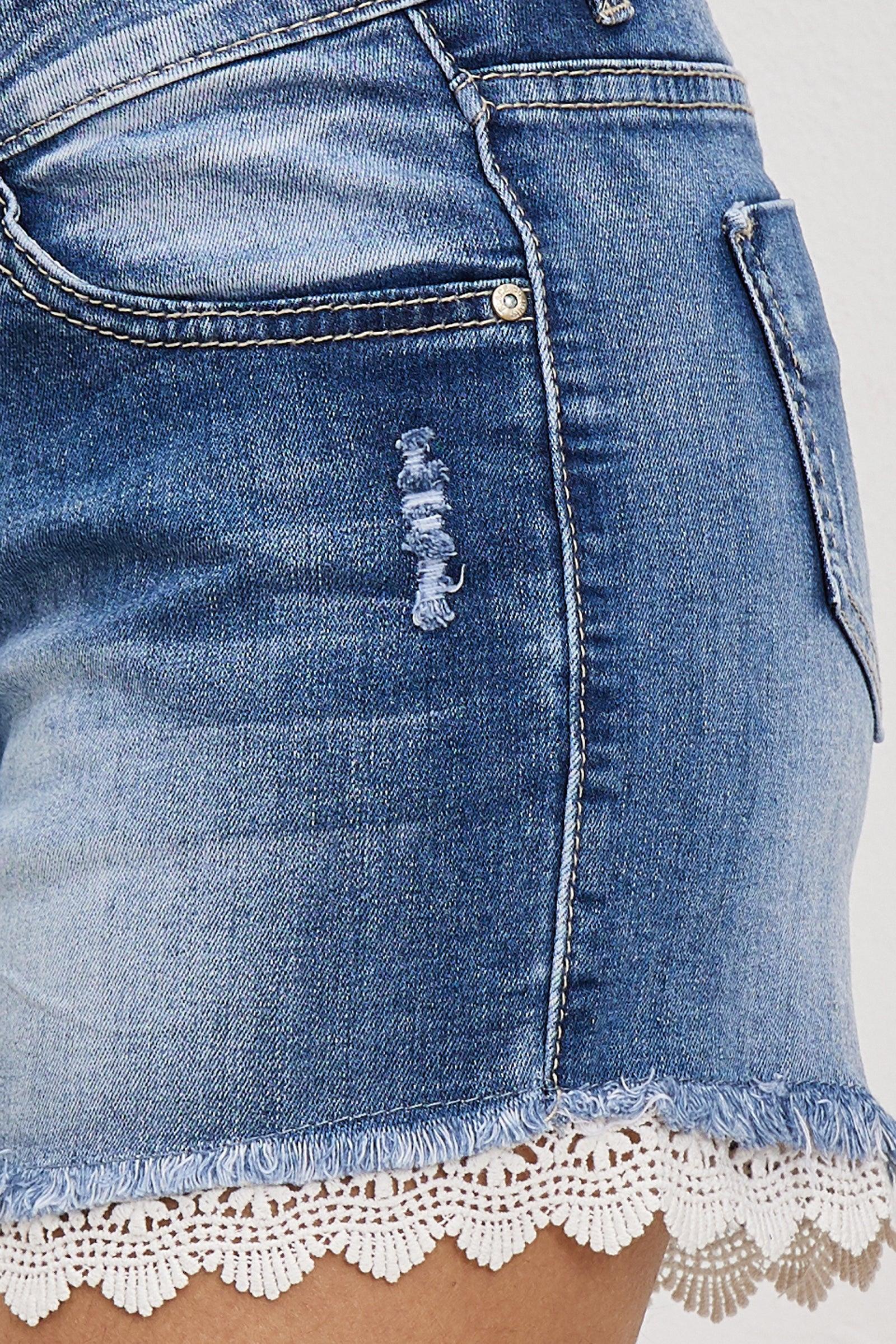 Jean bleu,Short Mélina en Dentelle - Jean Femme - Place du Jour