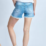 Jean bleu clair,Short Mélina en Dentelle - Jean Femme - Place du Jour