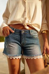Jean bleu,Short Mélina en Dentelle - Jean Femme - Place du Jour