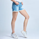 Jean bleu clair,Short Mélina en Dentelle - Jean Femme - Place du Jour