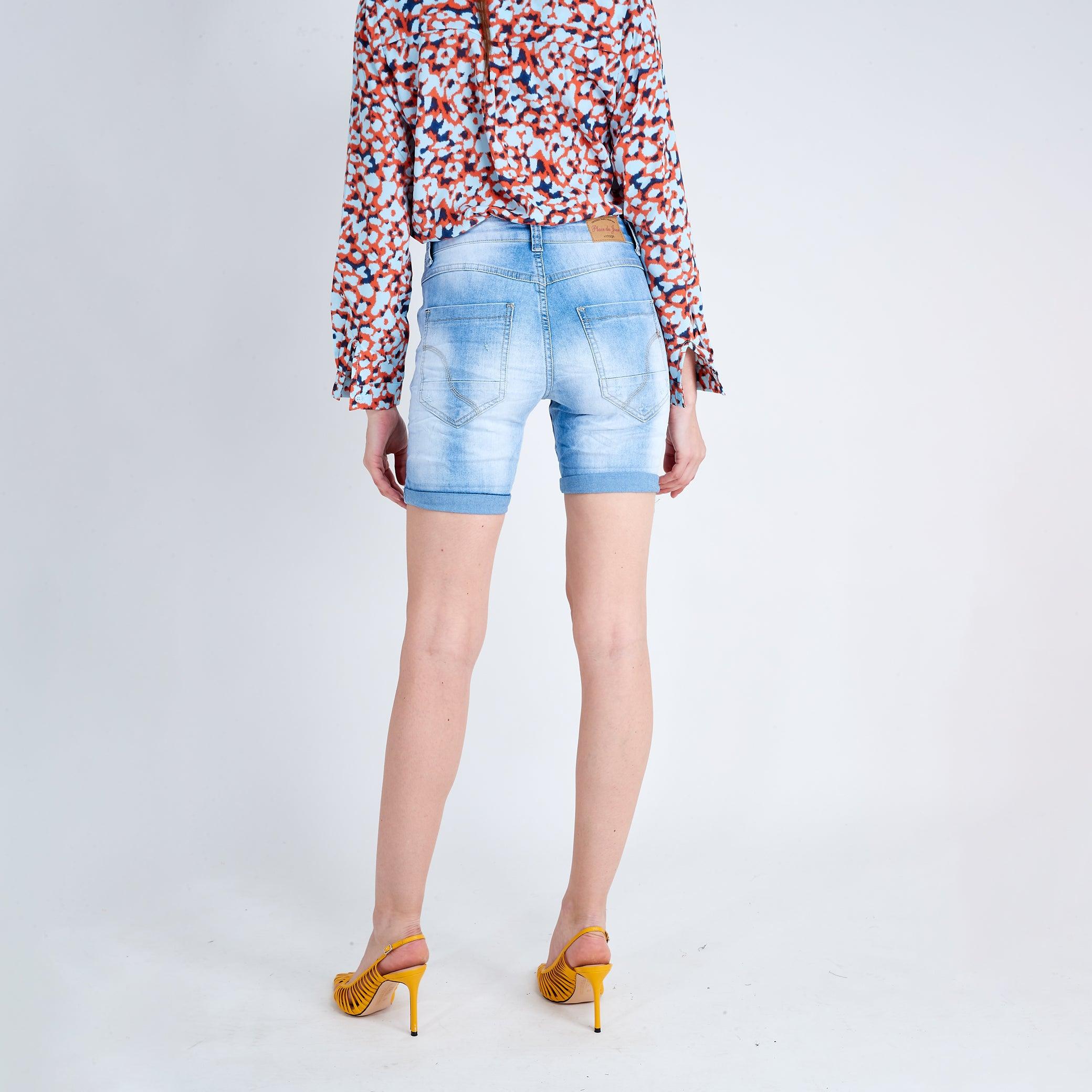 Jean bleu clair,Short Maéva en Jean Effet Déchiré - Place du jour