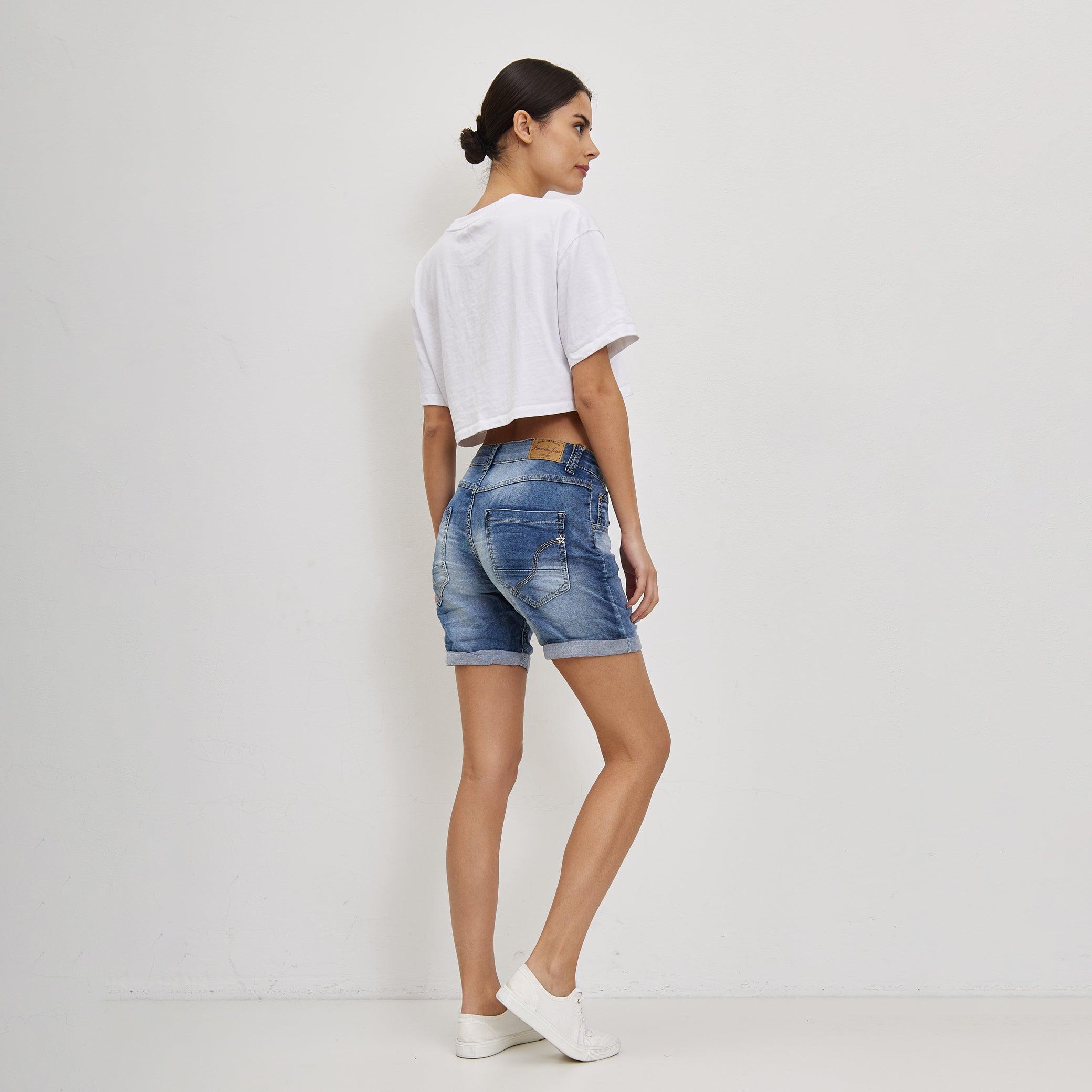 Jean bleu,Short Marine en JoggJeans Classiques 5 Boutons - Place du jour