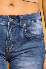 Jean bleu,Short Marine en JoggJeans Classiques zipp  - Place du jour