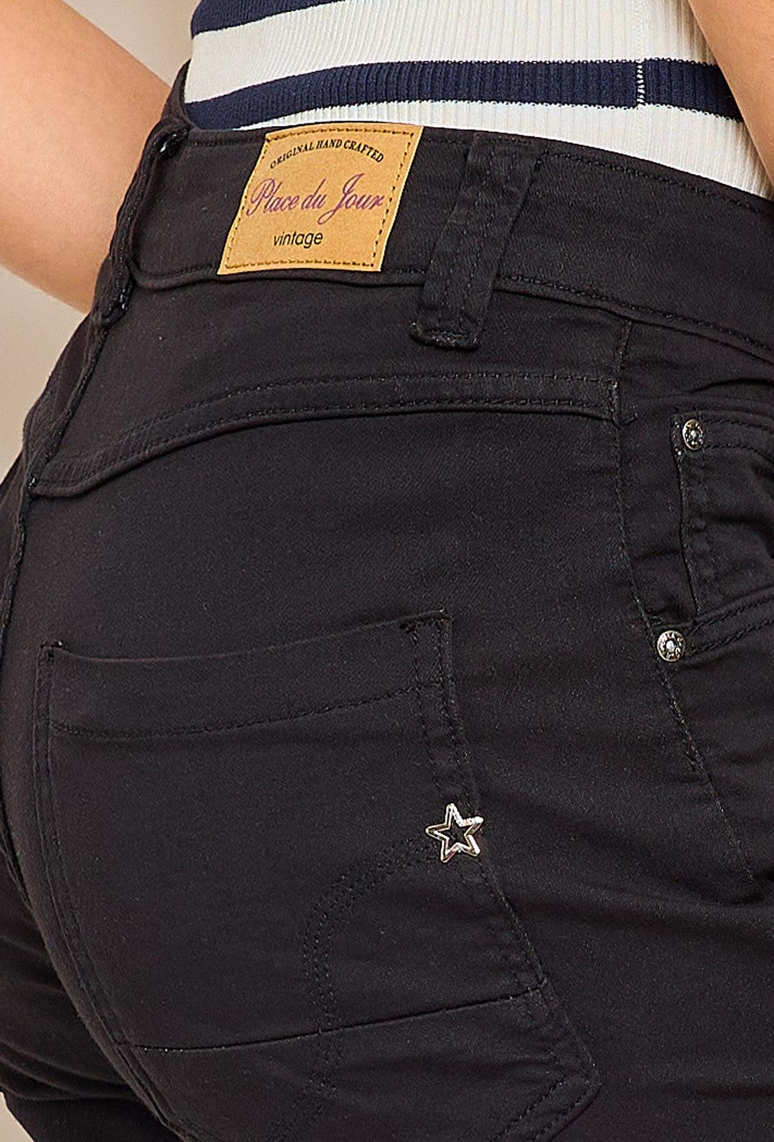 Noir,Short Marine joggjean de couleurs - Jean femme - Place du jour