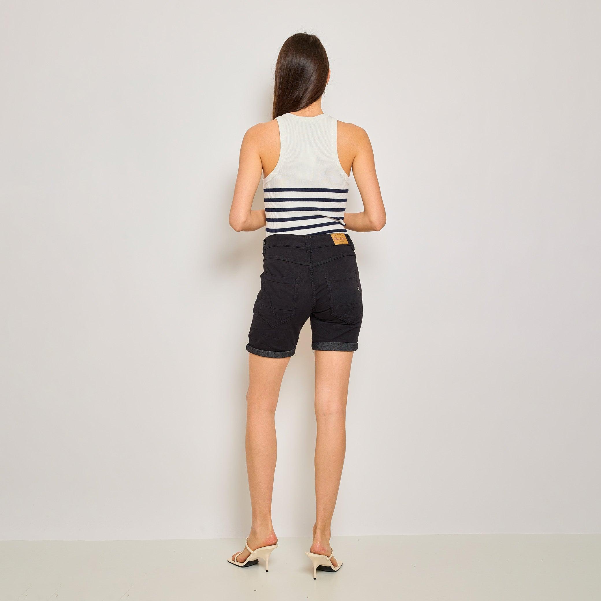 Noir,Short Marine joggjean de couleurs - Jean femme - Place du jour