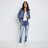 Jean bleu,Veste cintrée classique en jean - Veste Femme - Place du jour