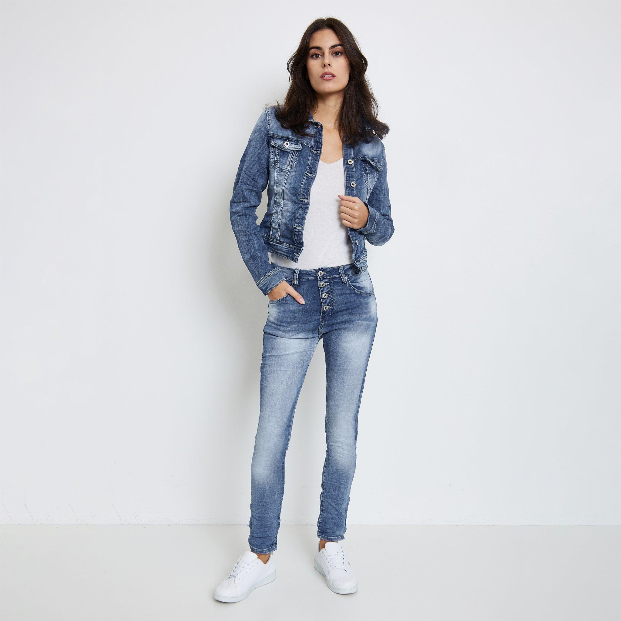 Jean bleu,Veste cintrée classique en jean - Veste Femme - Place du jour
