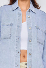 Jean bleu ciel,Chemise Veste Eléonore en Jean bleu ciel Femme - Place du Jour