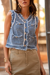 Jean bleu,Veste Laura en tweed manches courtes - Jean femme - Place du jour