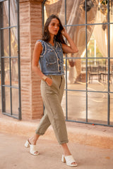 Jean bleu,Veste Laura en tweed manches courtes - Jean femme - Place du jour