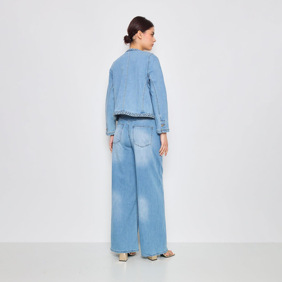 Jean bleu clair,Veste Alicia en jean tressé - Jean femme - Place du jour