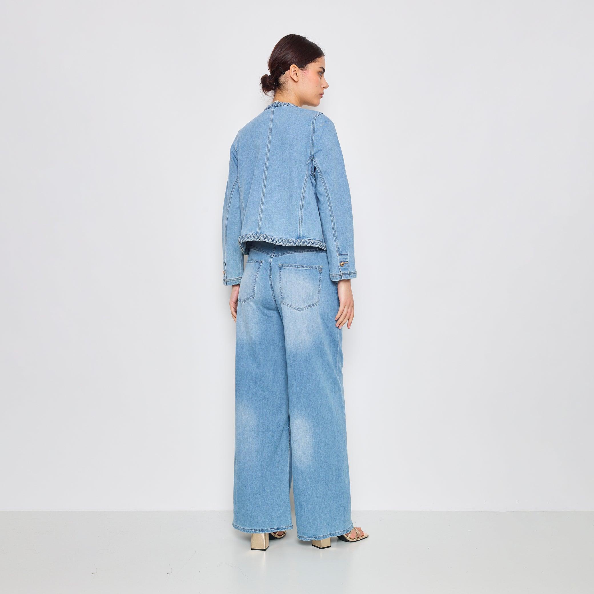 Jean bleu clair,Veste Alicia en jean tressé - Jean femme - Place du jour