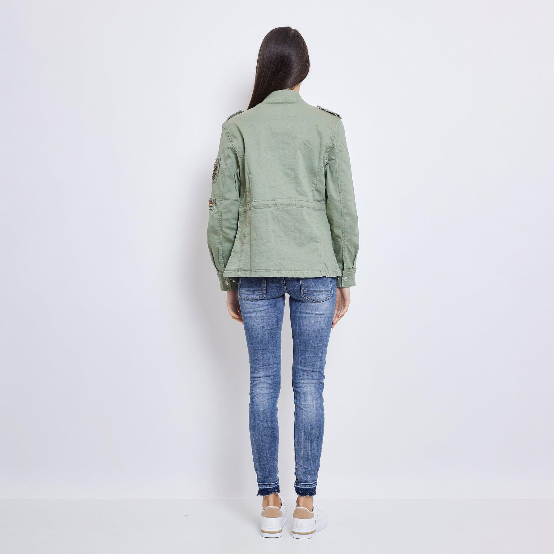 Kaki, Saharienne Broderies Perles - Jean Femme - Place du jour