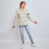 Beige, Saharienne Broderies Perles - Jean Femme - Place du jour