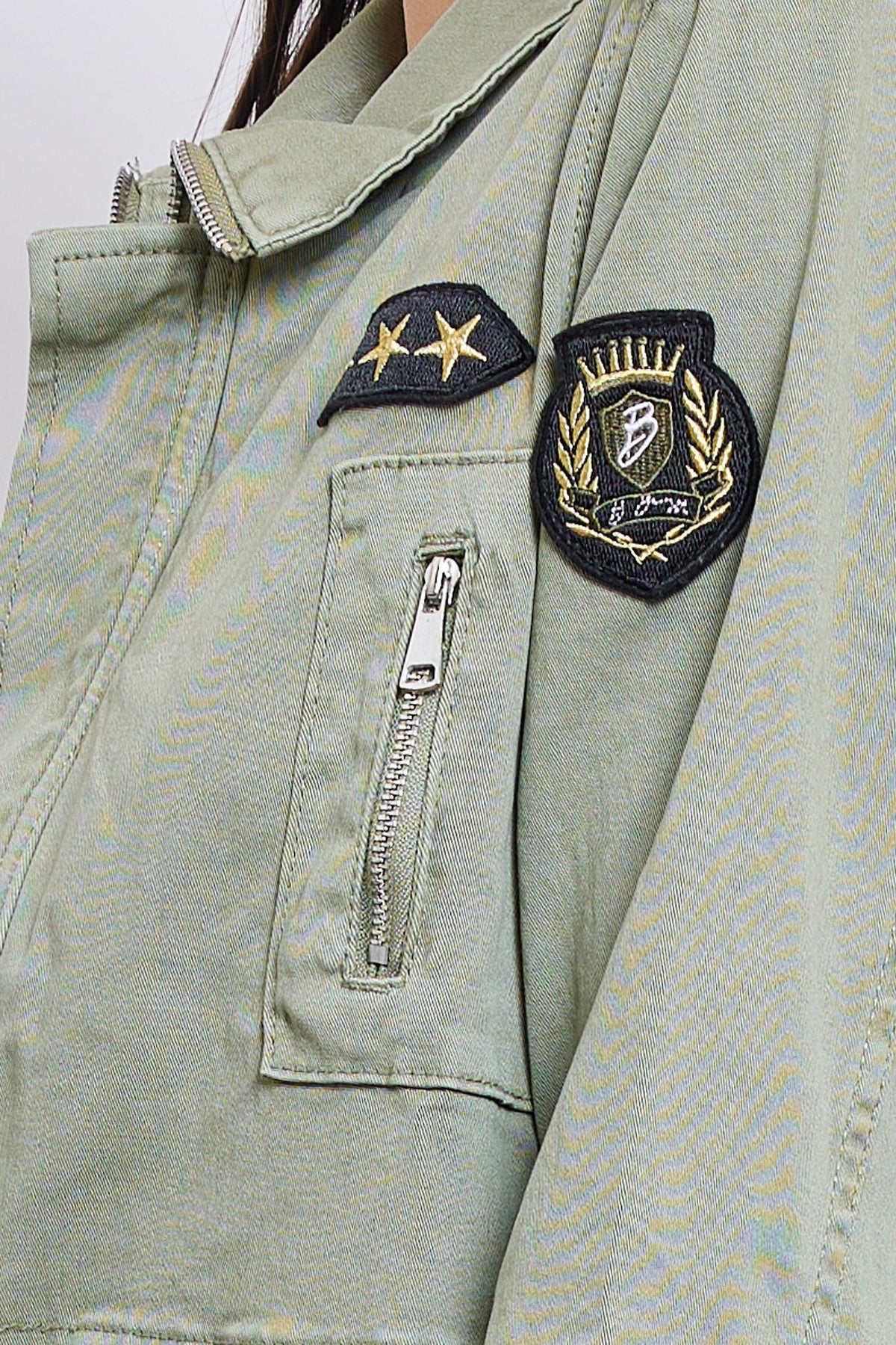 Kaki, Veste Saharienne Écussons - Veste Femme - Place du jour