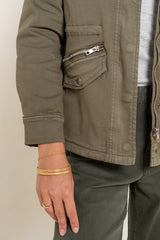 Kaki fonce,Saharienne Lou Classique Fermeture Éclair - Veste Femme - Place du jour