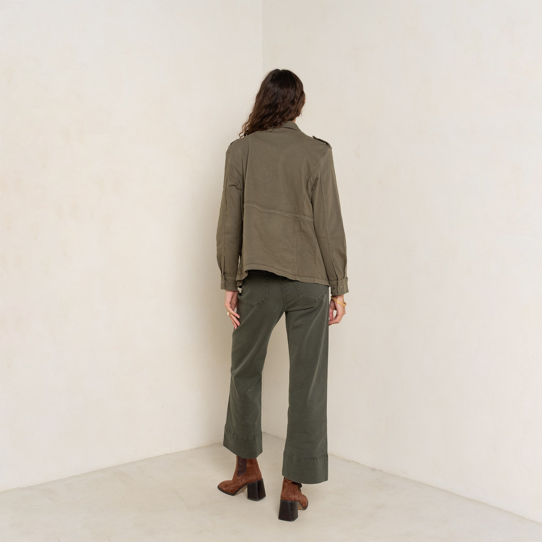 Kaki fonce,Saharienne Lou Classique Fermeture Éclair - Veste Femme - Place du jour