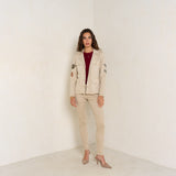 Beige fonce ,Veste Saharienne Patch Peace & Love - Veste Femme - Place du jour