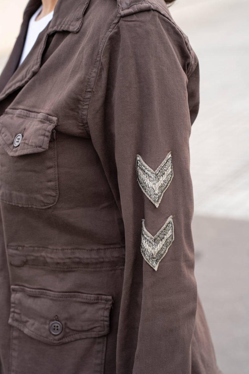 Choco ,Veste Saharienne Patch Peace & Love - Veste Femme - Place du jour